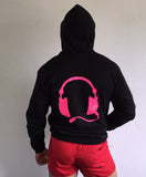 Headphone Hoodie Black / Pink