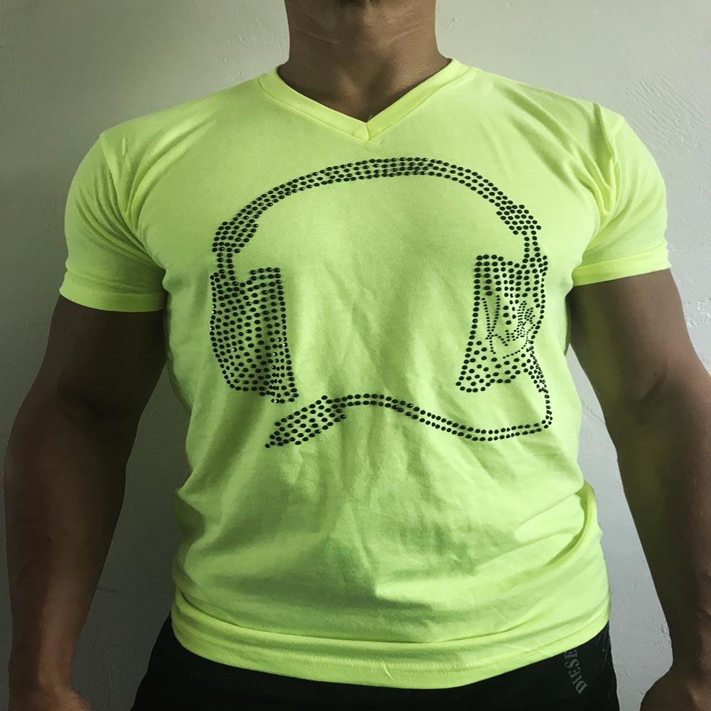 Bling Headphone Tee Neon Yellow Bling Headphone Tee Neon Yellow